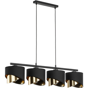 Lampa wisząca glamour z 4 abażurami Grant 95cm czarno-złota TK Lighting