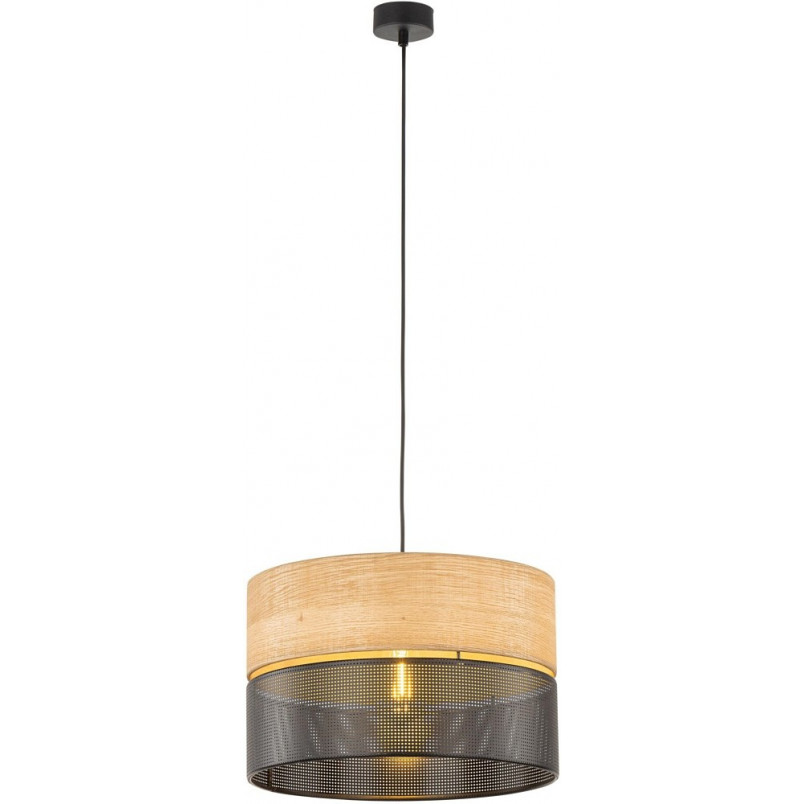 Lampa wisząca ażurowa z drewnem Nicol 38cm czarna TK Lighting