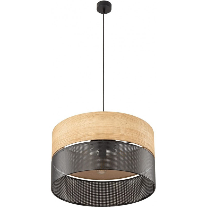 Lampa wisząca ażurowa z drewnem Nicol 50cm czarna TK Lighting