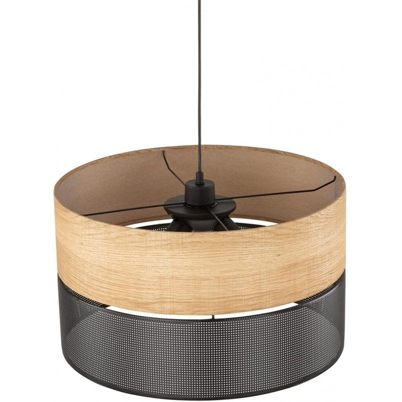 Lampa wisząca ażurowa z drewnem Nicol 50cm czarna TK Lighting
