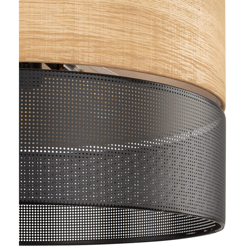 Lampa wisząca ażurowa z drewnem Nicol 50cm czarna TK Lighting
