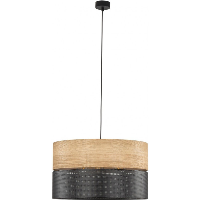 Lampa wisząca ażurowa z drewnem Nicol 50cm czarna TK Lighting