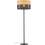 Lampa podłogowa ażurowa z drewnem Nicol czarna TK Lighting