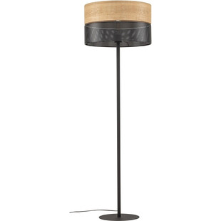 Lampa podłogowa ażurowa z drewnem Nicol czarna TK Lighting