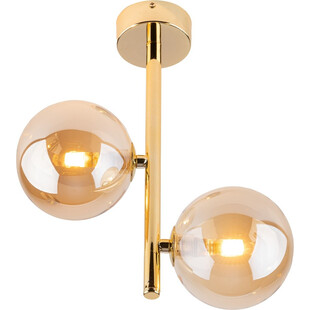 Lampa sufitowa glamour 2 szklane kule Estera 27cm bursztyn / złoty TK Lighting