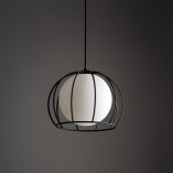 Lampa wisząca druciana ze szklanym kloszem Beniamin 18cm biało-czarna TK Lighting