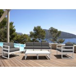 Zestaw mebli ogrodowych z poduszkami Mykonos XL biały / szary Siesta