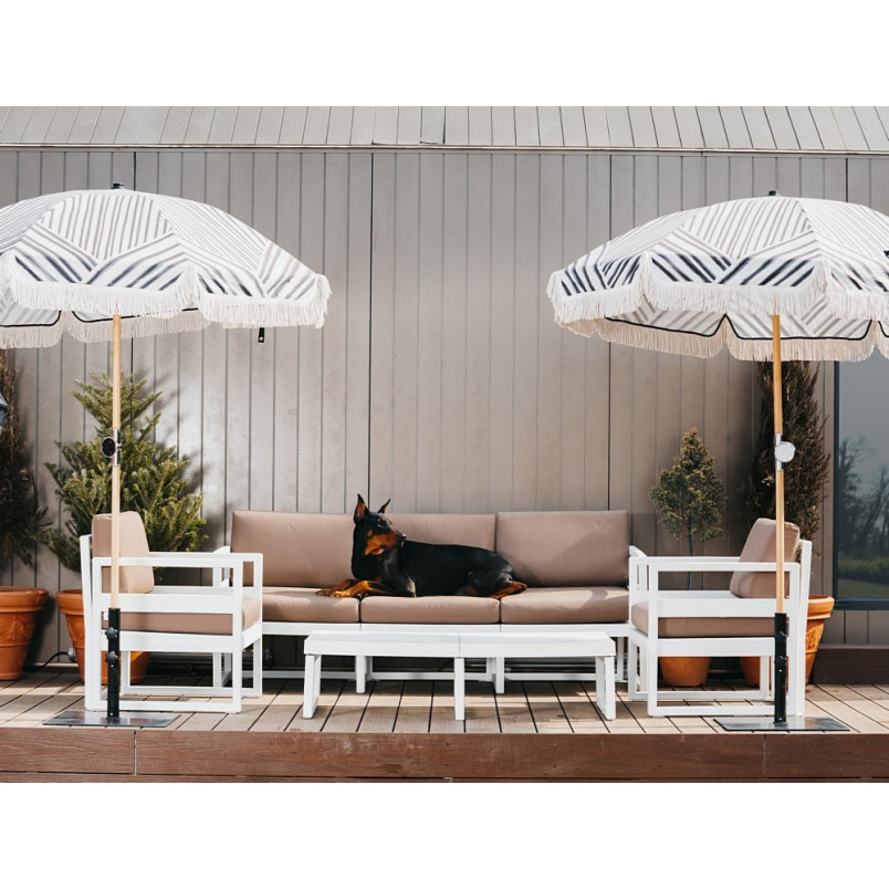 Zestaw mebli ogrodowych z poduszkami Mykonos XL jasny szary / brąz Siesta