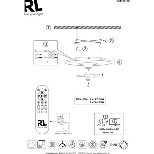Plafon nowoczesny z wentylatorem i pilotem Nybro LED czarny Reality