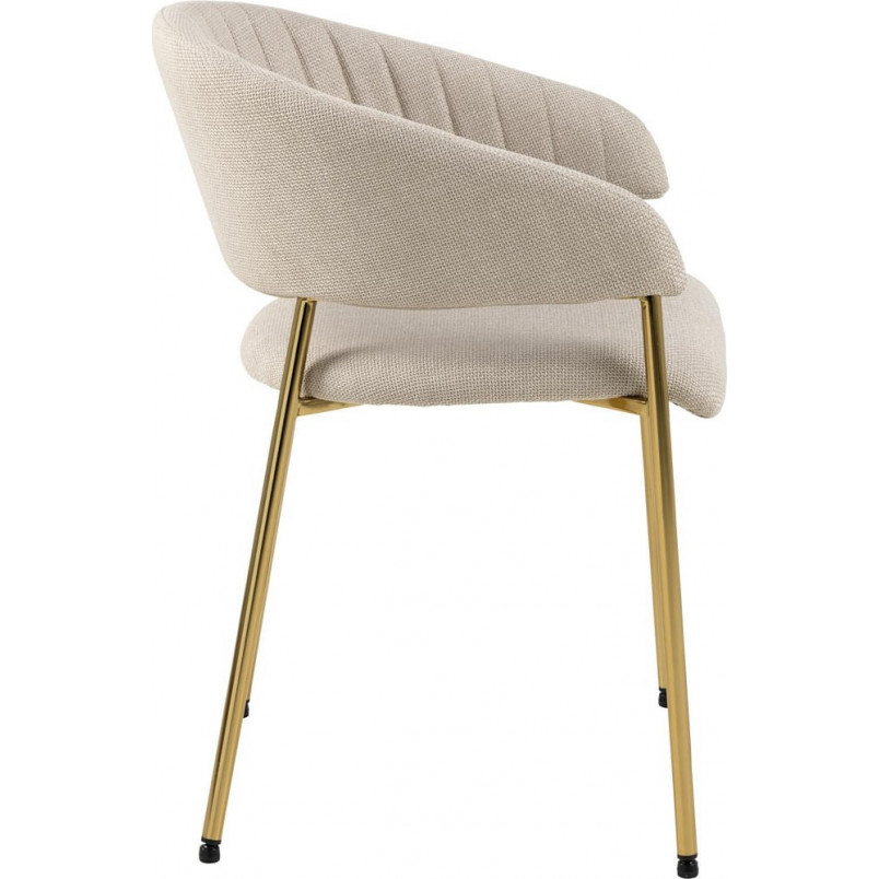Krzesło tapicerowane muszelka ze złotymi nogami Ann beżowe Actona