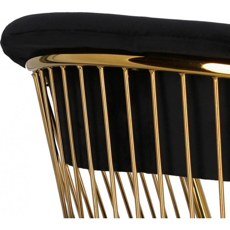 Krzesło welurowe na złotej podstawie Feeny Velvet czarne Intesi