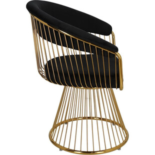 Krzesło welurowe na złotej podstawie Feeny Velvet czarne Intesi