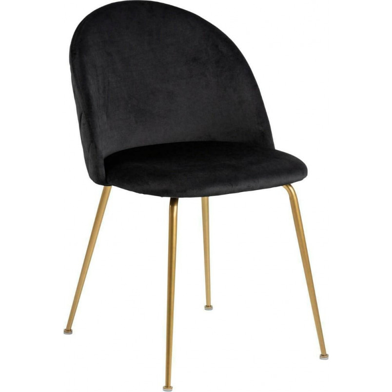 Krzesło tapicerowane ze złotymi nogami Louise czarne