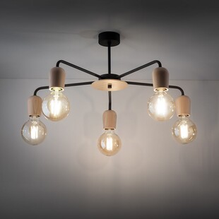 Lampa sufitowa loft Miriam V 60cm czarny / drewno TK Lighting