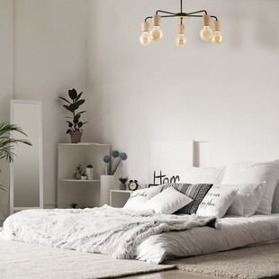 Lampa sufitowa loft Miriam V 60cm czarny / drewno TK Lighting