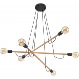 Lampa wisząca loft "patyczak" Helix Wood VI 93cm czarny / jasne drewno TK Lighting