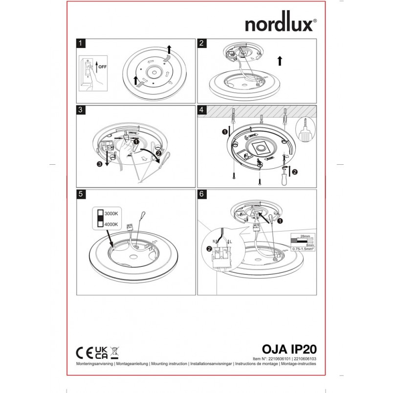Plafon okrągły Oja LED 29cm IP20 3000 / 4000K biały Nordlux