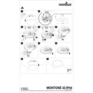 Plafon łazienkowy z czujnikiem ruchu Montone LED 4000K 33cm biały Nordlux