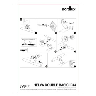 Kinkiet łazienkowy z włącznikiem Helva Double Basic biało-drewniany Nordlux