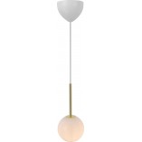 Lampa wisząca szklana kula Franca 13cm opal / mosiądz Nordlux
