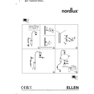 Kinkiet z włącznikiem Ellen 20cm biały / mosiądz Nordlux