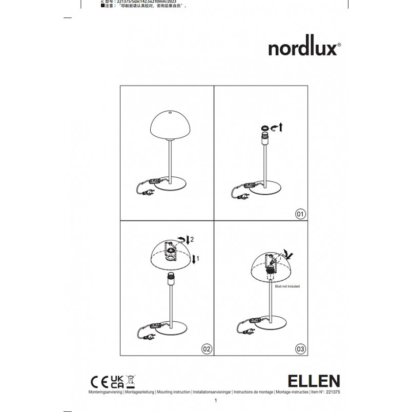 Lampa stołowa grzybek Ellen 20cm chrom Nordlux