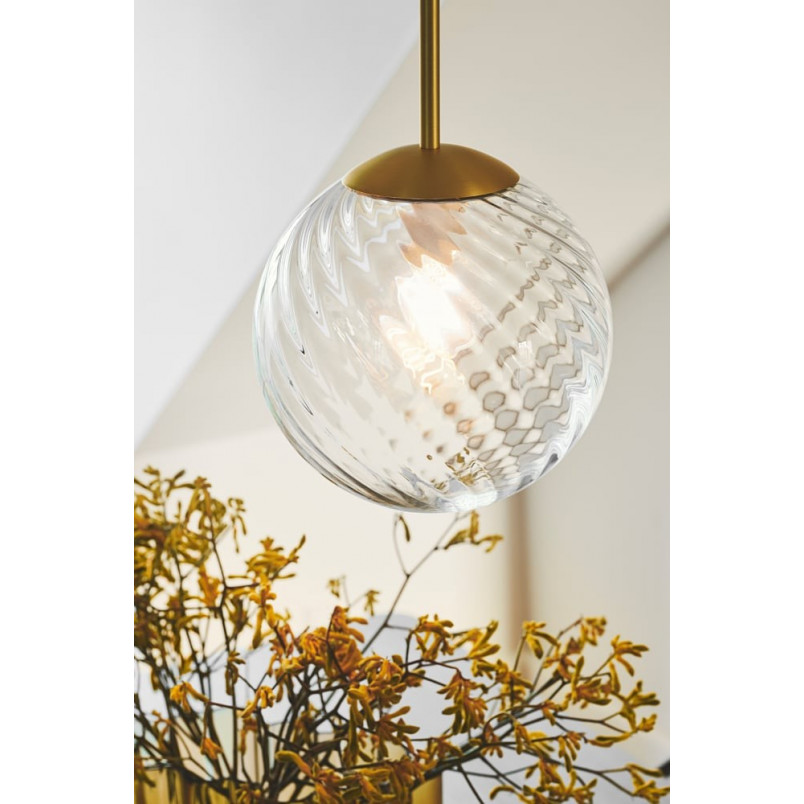 Lampa wisząca szklana kula art deco Chisell 25cm przeźroczysty / mosiądz Nordlux