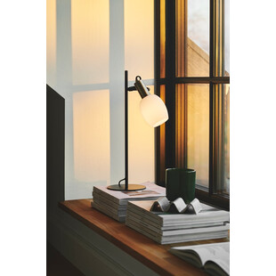 Lampa stołowa szklana retro Arild biały / czarny / mosiądz Nordlux