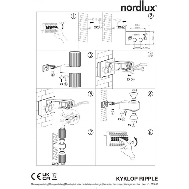 Kinkiet elewacyjny Kyklop Ripple rdzawy Nordlux