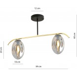 Lampa sufitowa szklana Fines II 58,5cm grafit / złoty / czarny Emibig