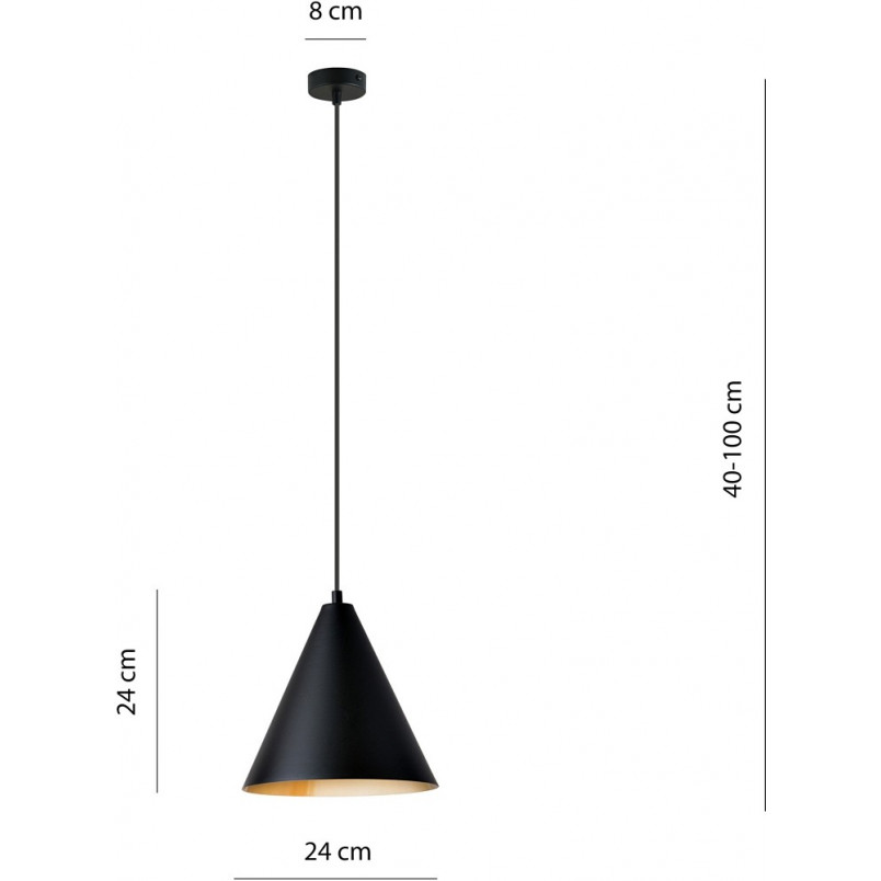 Lampa wisząca stożek Rebel 23,5cm czarno-złota Emibig