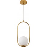 Lampa wisząca szklana kula glamour Costa Solo 20cm biało-złota Step Into Design