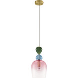 Lampa wisząca szklana dekoracyjna Oro 15,7cm różowy / niebieski / zielony