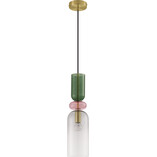 Lampa wisząca szklana dekoracyjna Oro 10,8cm szary / różowy / zielony