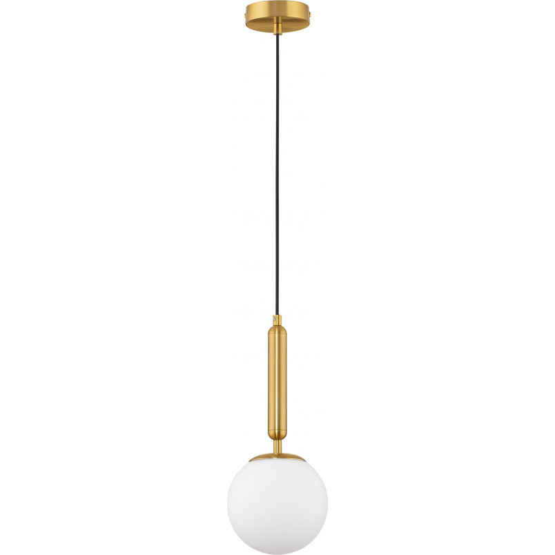 Lampa wisząca szklana kula glamour Impress 15cm biały opal / mosiądz