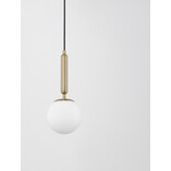 Lampa wisząca szklana kula glamour Impress 15cm biały opal / mosiądz