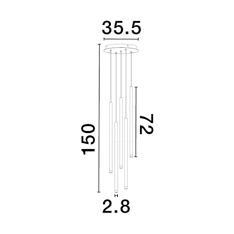 Lampa wiszące tuby Navrati LED V 35,5cm czarna