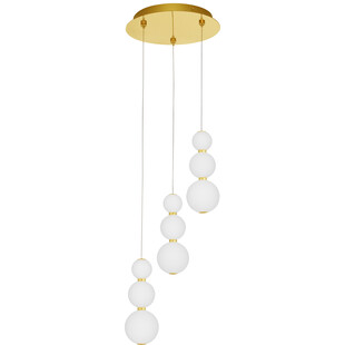 Lampa wisząca szklane kule glamour Eloise III LED 31cm biały opal / złoty