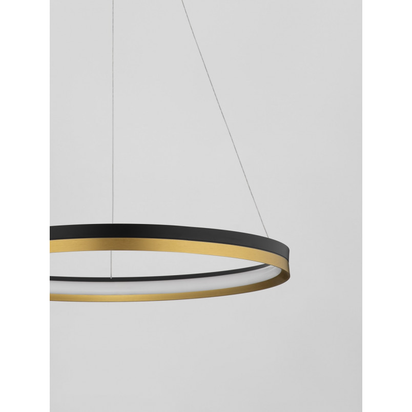 Lampa wisząca okrągła Davis LED 60cm czarny / złoty mosiądz