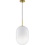 Lampa wisząca szklana Rabell 24cm biało-mosiężna