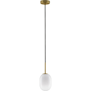 Lampa wisząca szklana Rabell 12cm biało-mosiężna