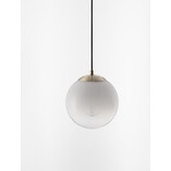Lampa wisząca szklana kula Lian 20cm biały gradient / mosiądz
