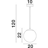 Lampa wisząca szklana kula Lian 20cm biały gradient / mosiądz