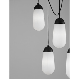 Lampa wisząca szklana 5 punktowa na listwie Ellipse 103cm biało-czarna