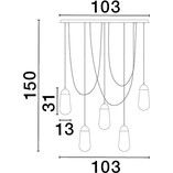 Lampa wisząca szklana 5 punktowa na listwie Ellipse 103cm biało-czarna