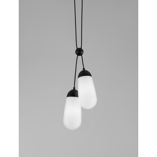 Lampa wisząca szklana 2 punktowa Ellipse 25,2cm biało-czarna