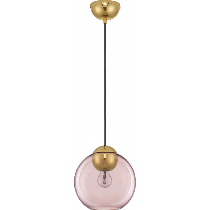 Lampa wisząca szklana kula retro Verde 24cm różowa