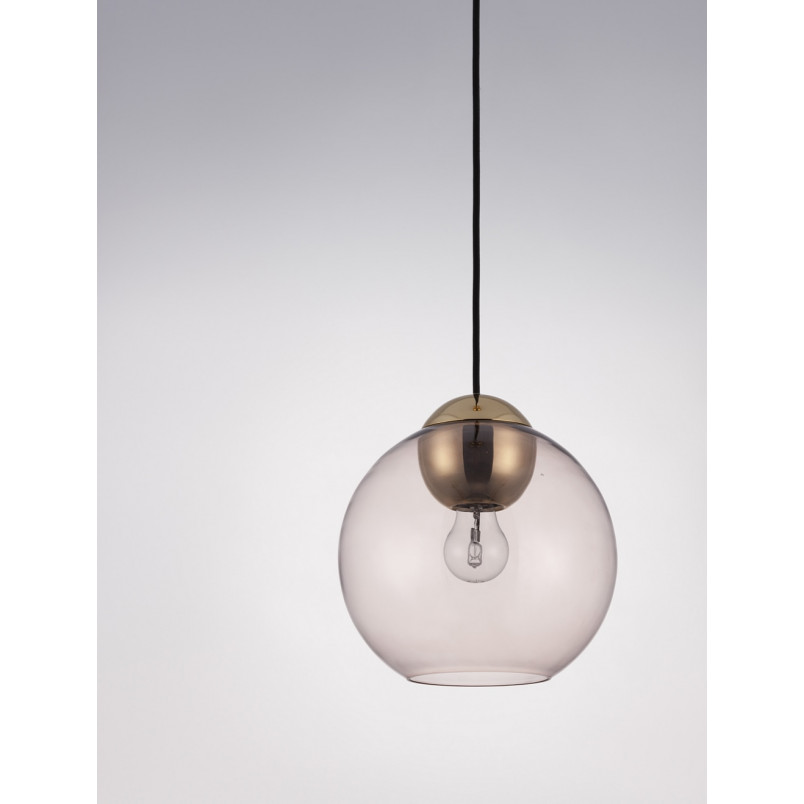 Lampa wisząca szklana kula retro Verde 24cm różowa