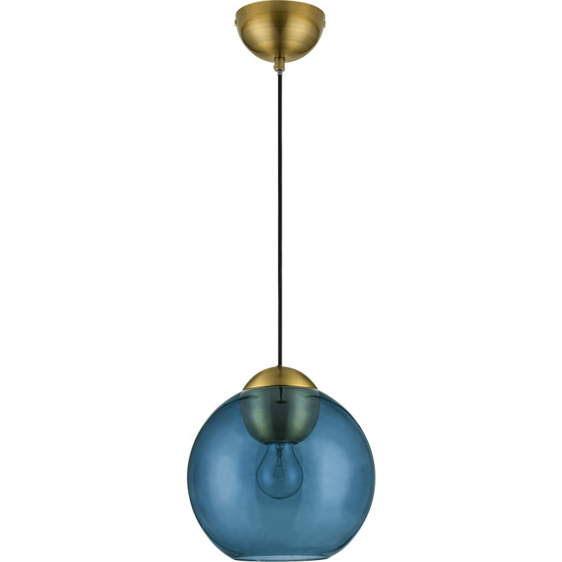 Lampa wisząca szklana kula retro Verde 24cm niebieska