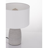 Lampa stołowa betonowa z abażurem Poemo biało-szara